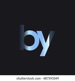 Initial letter BY chrome with dark background logo