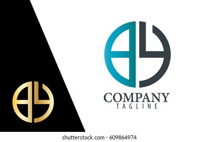 Initial Letter BY With Linked Circle Logo