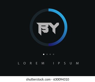 Initial Letter BY Logo design with blue circle