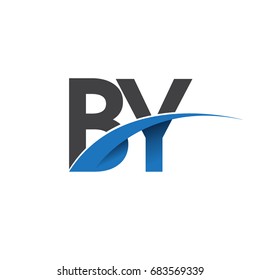 initial letter BY logotype company name colored blue and grey swoosh design. vector logo for business and company identity.
