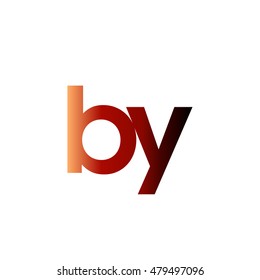 Initial letter BY red brown gradation color logo