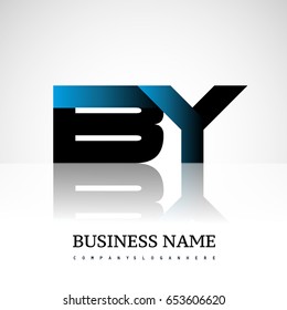 Initial letter BY uppercase modern and simple logo linked blue and black colored, isolated in white background. Vector design for company identity.