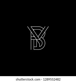Initial letter BY YB minimalist monogram art logo, white color on black background.