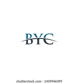 Initial letter BYC, overlapping movement swoosh horizon logo company design inspiration in blue and gray color vector