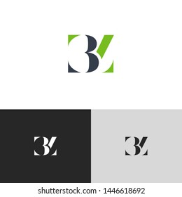 Initial Letter bz b z  uppercase modern logo design template elements. green letter Isolated on black white grey background. Suitable for business, consulting group company.