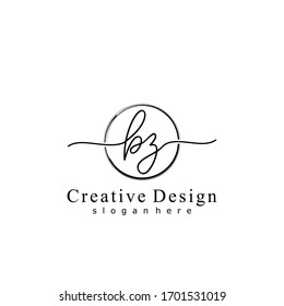 Initial letter BZ handwriting with circle hand drawn template	
