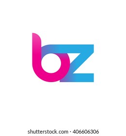 initial letter bz linked circle lowercase logo pink blue purple