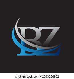 initial letter BZ logotype company name colored blue and grey swoosh design. vector logo for business and company identity.