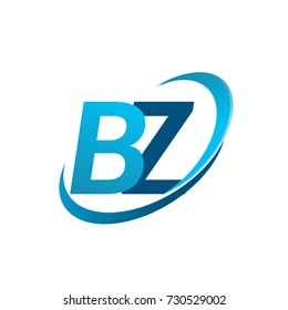 initial letter BZ logotype company name colored blue swoosh design concept. vector logo for business and company identity.
