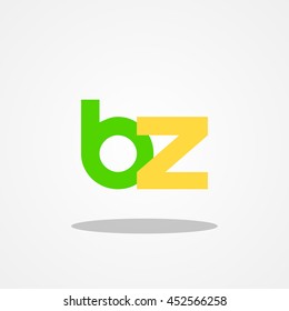 Initial letter BZ lowercase logo design template green yellow