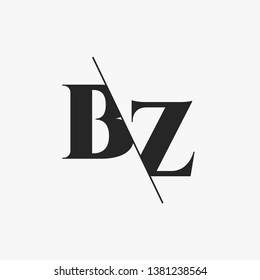Initial Letter BZ Monogram Sliced. Modern logo template isolated on gray background