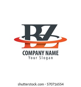 Initial Letter BZ With Overlapping Swoosh Circle