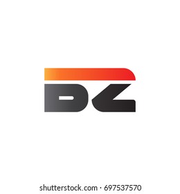 Initial letter BZ, straight linked line bold logo, gradient fire red black colors