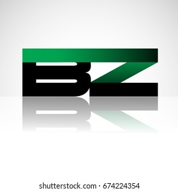 Initial letter BZ uppercase modern and simple logo linked green and black colored, isolated in white background. Vector design for company identity