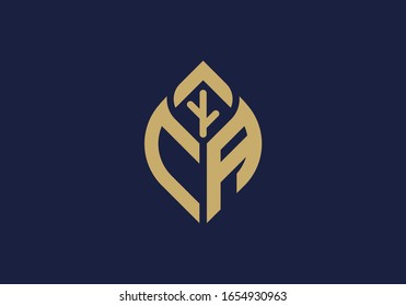 Initial letter C and A with abstract leaf logo sign symbol