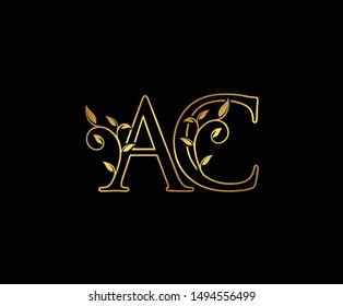 Initial letter A and C, AC, Gold Logo Icon,  
classy gold letter monogram logo icon suitable for boutique,restaurant, wedding service, hotel or business identity. 