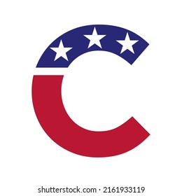 Initial Letter C American Logo for Business, Corporate and Company Identity. USA American Logo on Letter C Vector Template