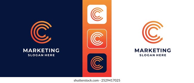 Initial Letter C Arrow Logo Design Vector