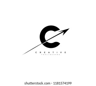 Initial Letter C Artistic Creative Arrow Shape Logotype