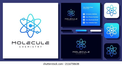 Initial Letter C Atom Molecule Technology Science Chemistry Vector Logo Design with Business Card