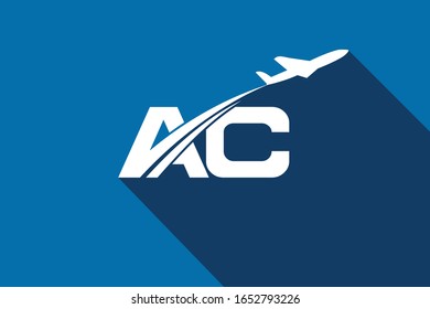 Initial Letter A and C with Aviation Logo Design,  Air, Airline, Airplane and Travel Logo template. 