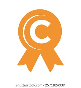 Initial Letter C Award Ribbon Symbol Vector Template
