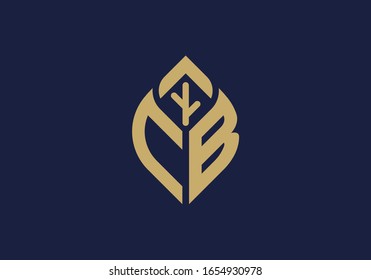 Initial letter C and B with abstract leaf logo sign symbol