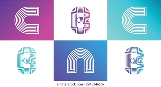 Initial letter C and B or alphabet C and B. Vector logo design
