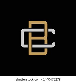 Initial letter C and B, CB, BC, overlapping interlock logo, monogram line art style, silver gold on black background