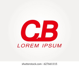 initial letter c and b logo vector. cb red design