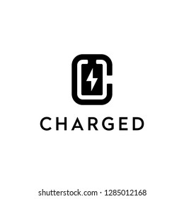 Initial Letter C with Battery Charge Electric Bolt Logo Design Inspiration