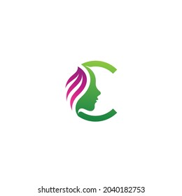 Initial Letter C Beautiful Women's Faces, Beauty Salon SPA Cosmetics Logo Design Inspiration 