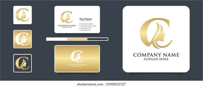 Initial Letter C Beauty Face Logo Design Vector