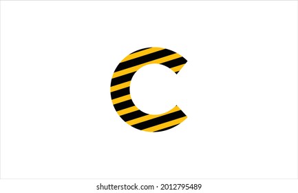 Anfangsbuchstabe C schwarz-gelbes Warnband flach minimalistisches Symbol Logo Design Symbol