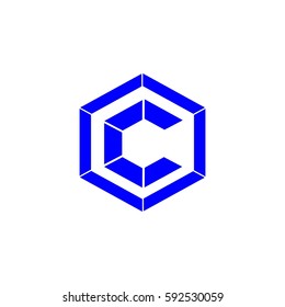 initial letter C blue color logo vector
