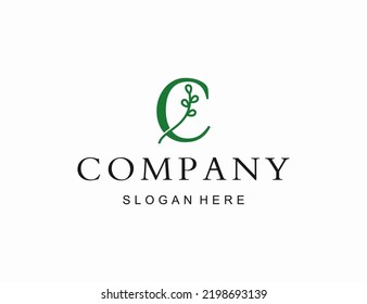 Initial letter C botanical logo design