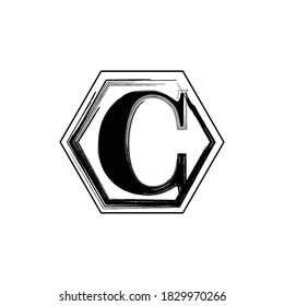 Initial Letter C With Brush style effect monogram logo.