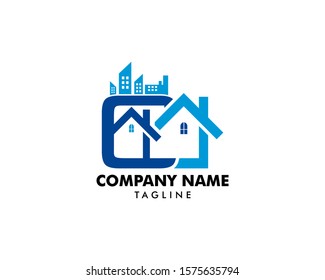 Initial Letter C Building Logo Design Illustration, Initial Letter C Real Estate Logo Vector