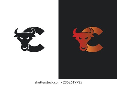 Initial letter C bull logo design. Bull logo design for your company identity, brand and icon