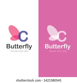 initial letter c butterfly logo and icon vector illustration design template