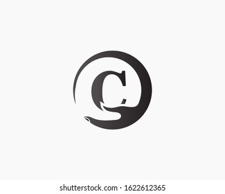 Initial Letter C With Care Logo Design Template Element