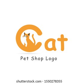 Initial Letter C with cat vector element