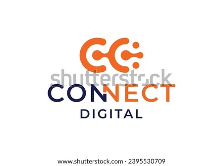 Initial letter C or CC for connect logo digital tech icon design