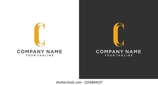 Initial letter C or CC logo design concept on black and white background