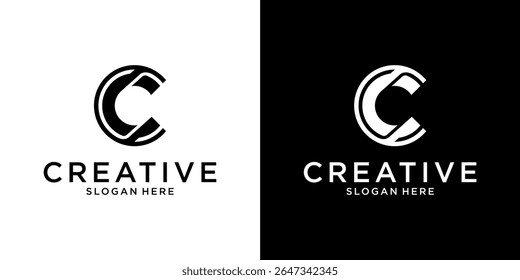 Initial letter C or CC logo design vector