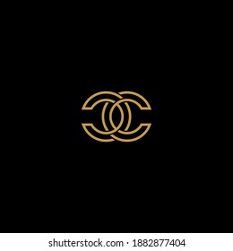 initial letter C or CC minimal line concept logo design vector