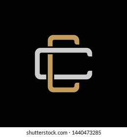 Initial letter C and C, CC, overlapping interlock logo, monogram line art style, silver gold on black background