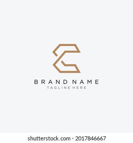 Initial letter C and C, CC, overlapping interlock logo, monogram line art style gold.