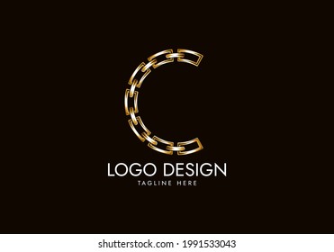 Vector de logotipo de cadena de la letra inicial C, diseño elegante
