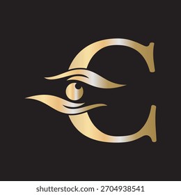 Initial Letter C Charity Logo mit Hand- und Augensymbol kombinieren